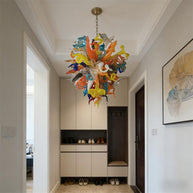 Nice DIY hand made flower chandelier lighting Mixed natural shapes flowers leaves horn