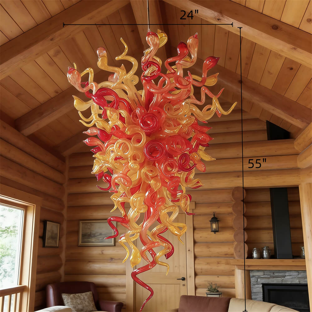 Amber and orange blown glass lighting DIY design unique art