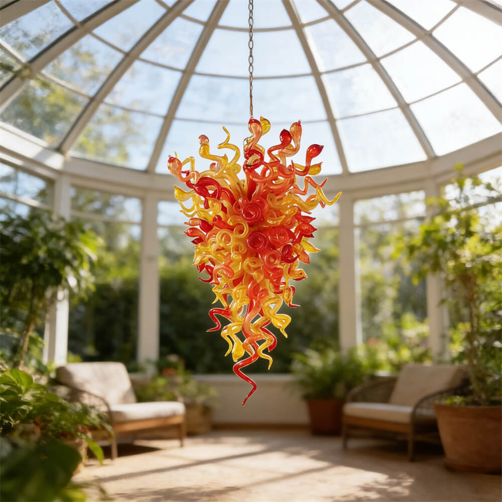 Amber and orange blown glass lighting DIY design unique art