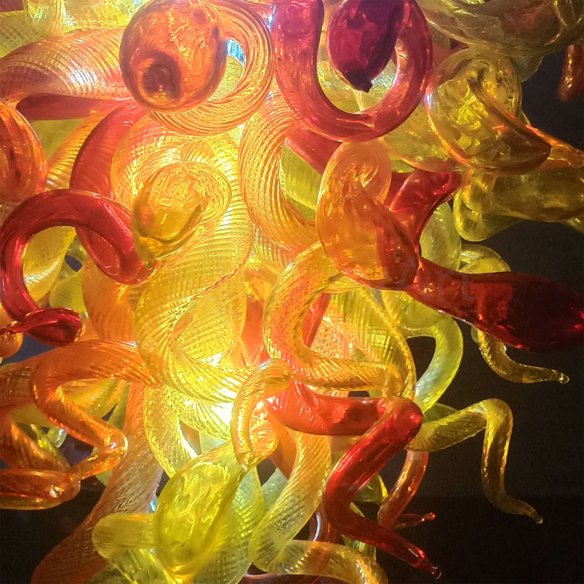 Amber and orange blown glass lighting DIY design unique art
