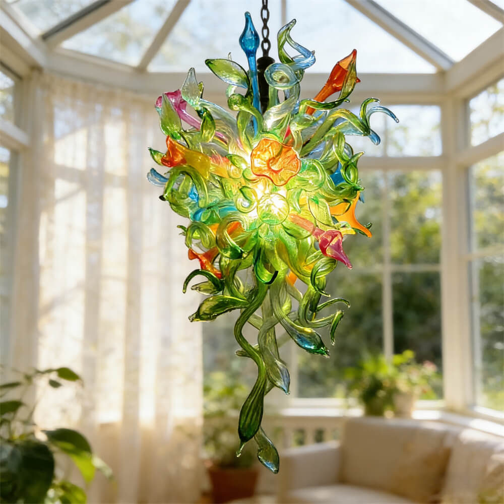 Green leaves flowers chandelier custom design from China factory