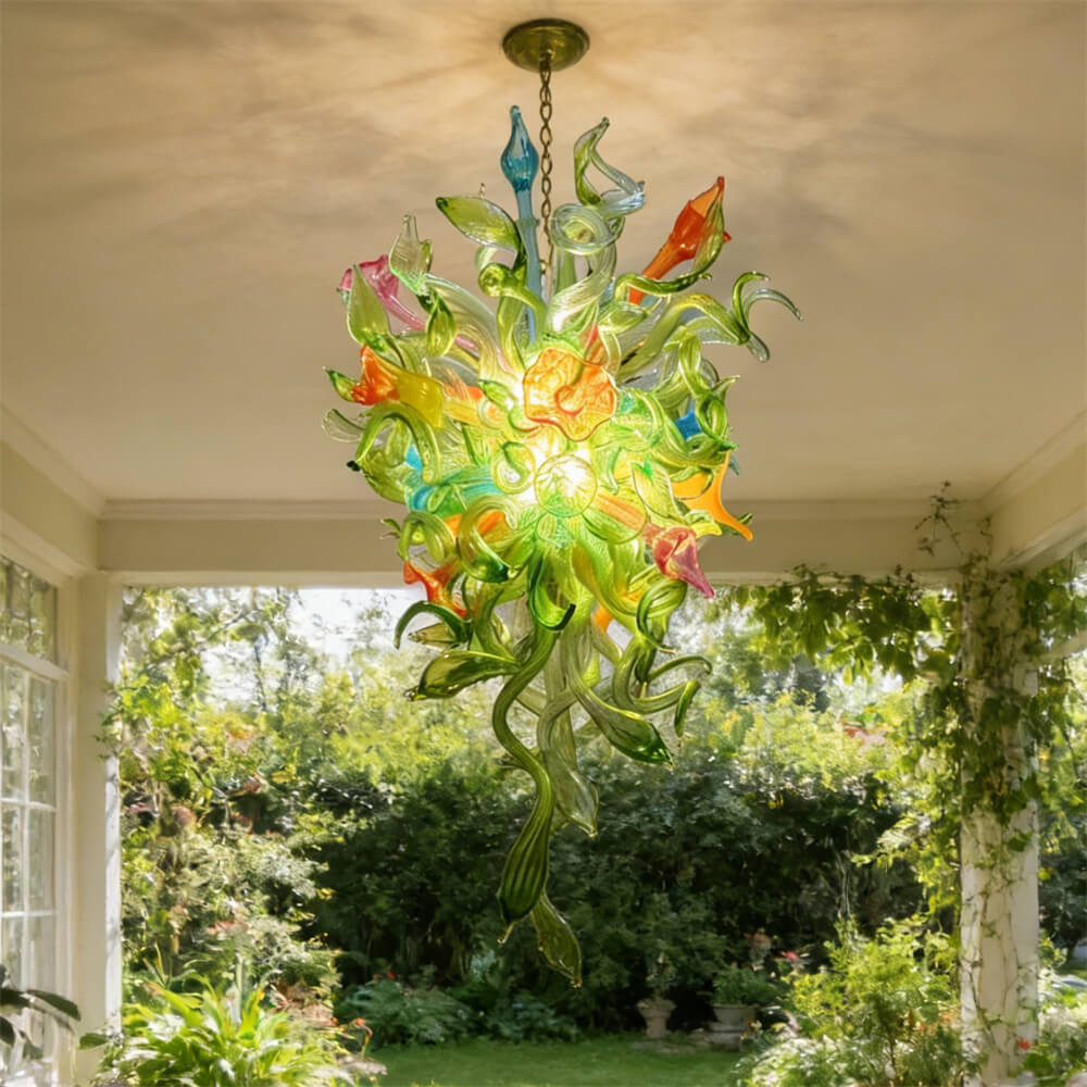 Green leaves flowers chandelier custom design from China factory