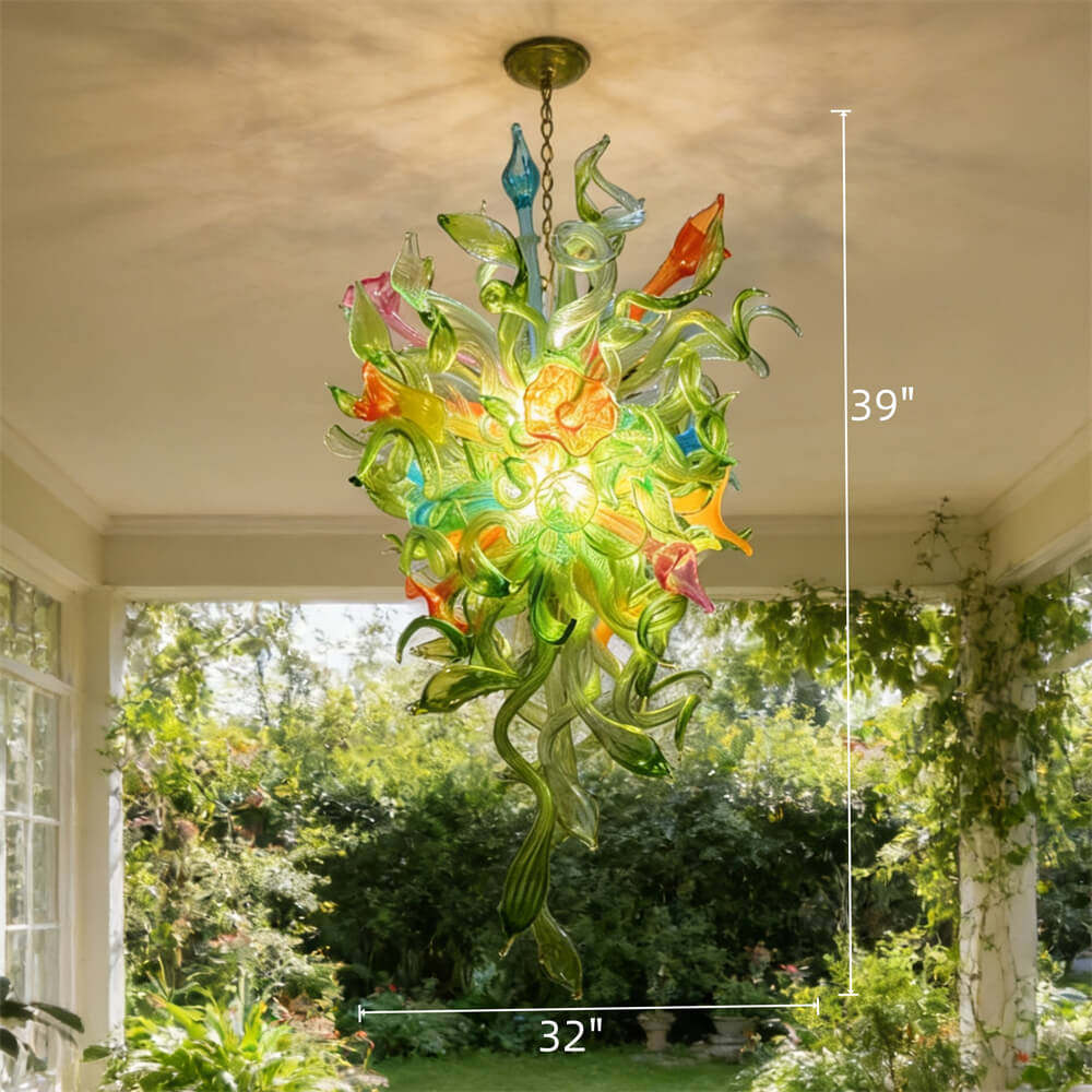 Green leaves flowers chandelier custom design from China factory