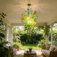 Green leaves flowers chandelier custom design from China factory