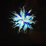 Custom color blue hand blown glass chandelier for sale