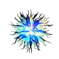 Custom color blue hand blown glass chandelier for sale