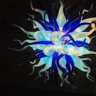 Custom color blue hand blown glass chandelier for sale