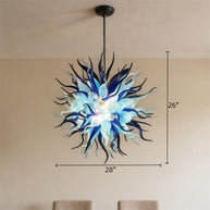 Custom color blue hand blown glass chandelier for sale
