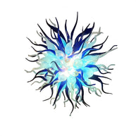 Custom color blue hand blown glass chandelier for sale