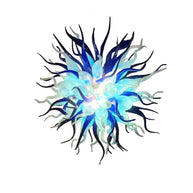 Custom color blue hand blown glass chandelier for sale