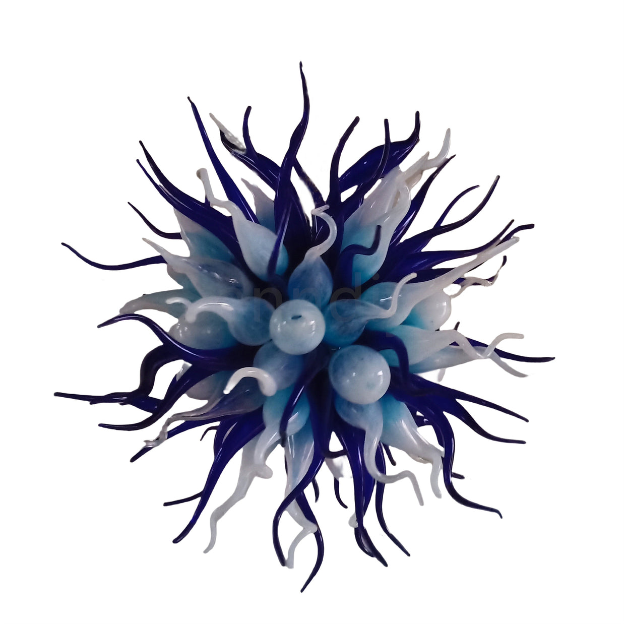 Custom color blue hand blown glass chandelier for sale
