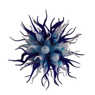 Custom color blue hand blown glass chandelier for sale
