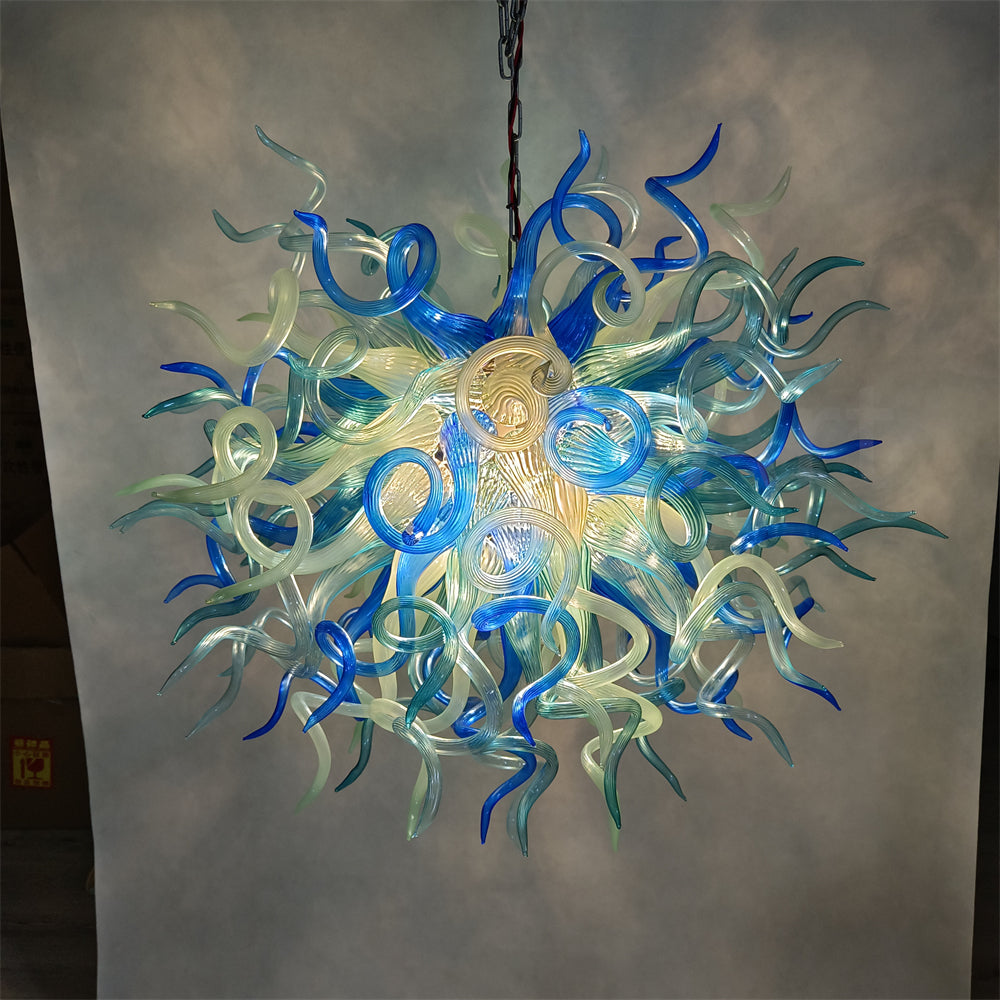 Blue and aqua color blowing glass pendant lamp dining room decoration