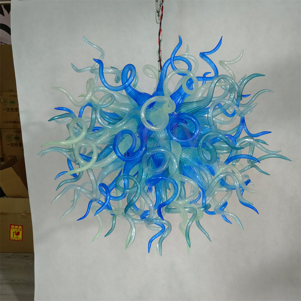 Blue and aqua color blowing glass pendant lamp dining room decoration