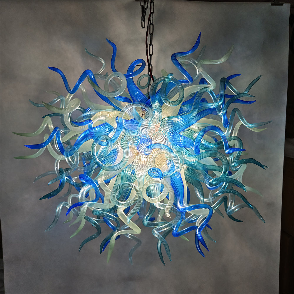 Blue and aqua color blowing glass pendant lamp dining room decoration