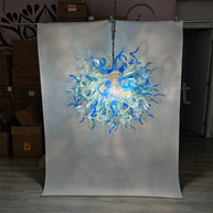 Blue and aqua color blowing glass pendant lamp dining room decoration