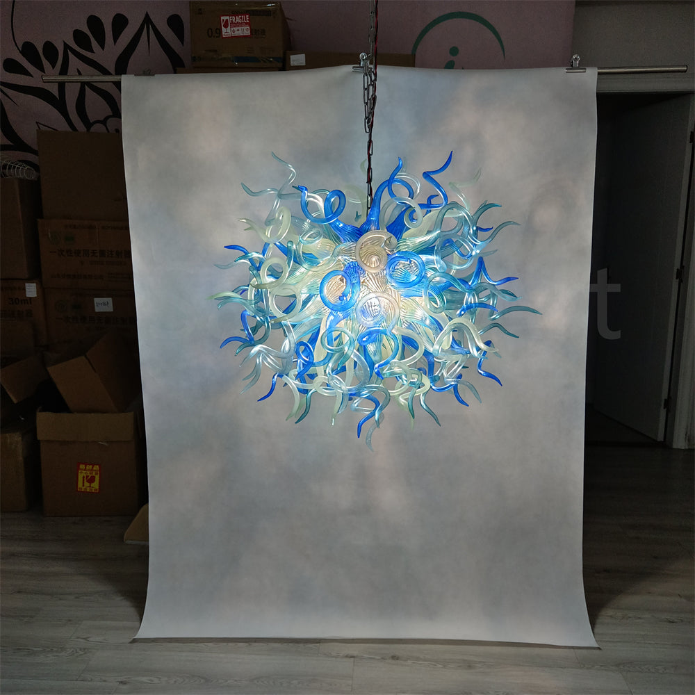Blue and aqua color blowing glass pendant lamp dining room decoration