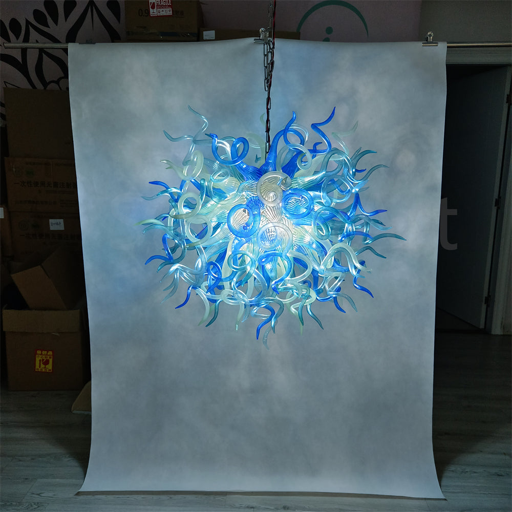 Blue and aqua color blowing glass pendant lamp dining room decoration