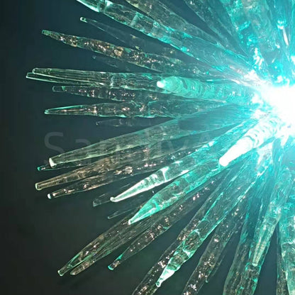 Lake Green art blown glass Ice Pillars chandelier custom design