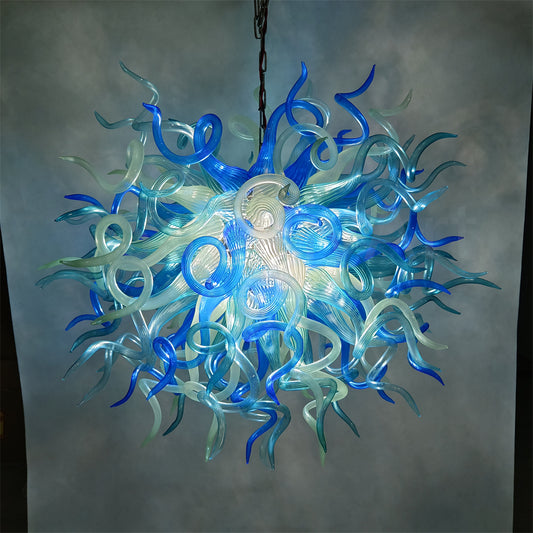 Blue and aqua color blowing glass pendant lamp dining room decoration