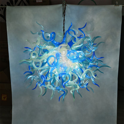 Blue and aqua color blowing glass pendant lamp dining room decoration