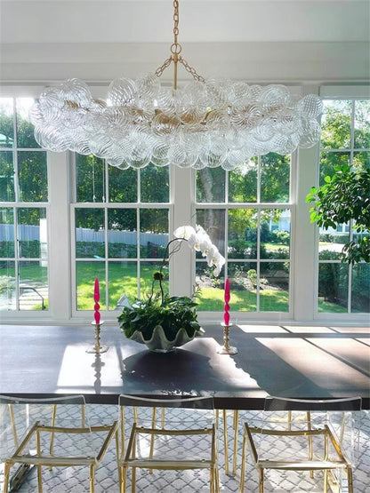 Blown glass bubbles chandelier clear color modern design for dining room