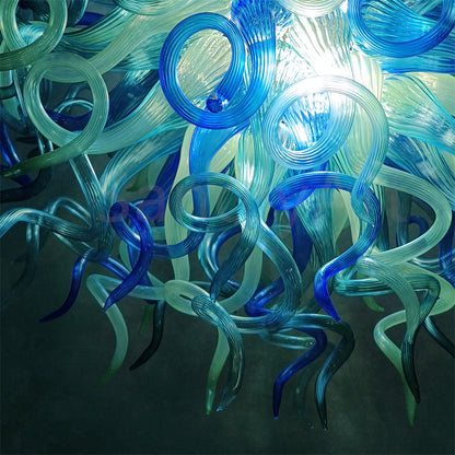 Blue and aqua color blowing glass pendant lamp dining room decoration