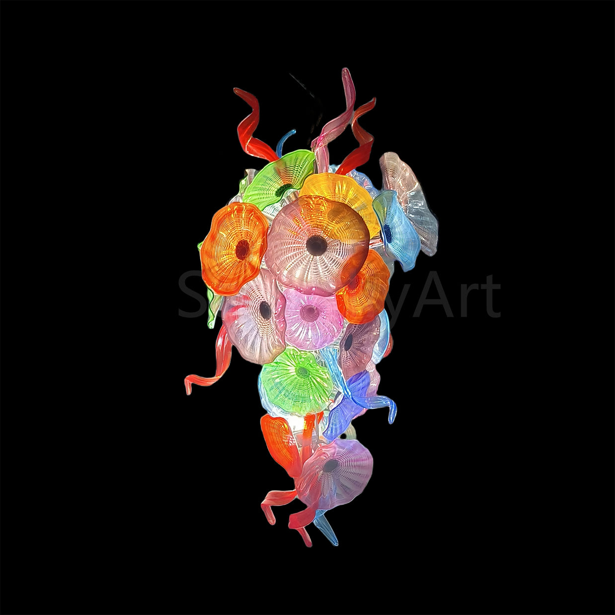 Factory production of hand blown glass lotus chandelier wedding decoration