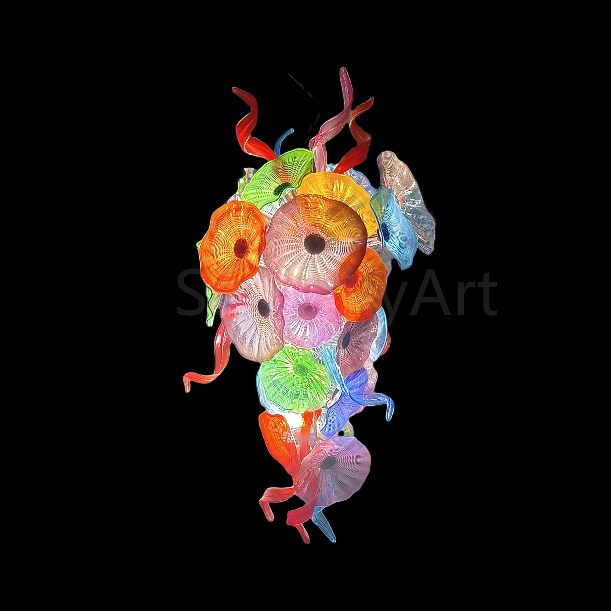 Factory production of hand blown glass lotus chandelier wedding decoration
