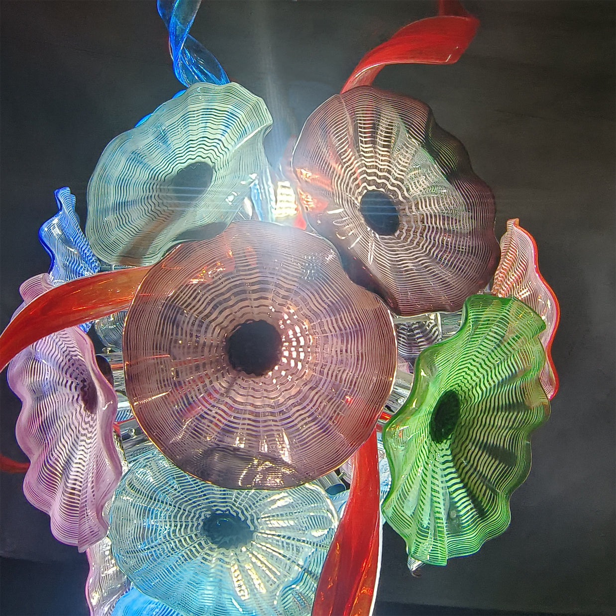Factory production of hand blown glass lotus chandelier wedding decoration
