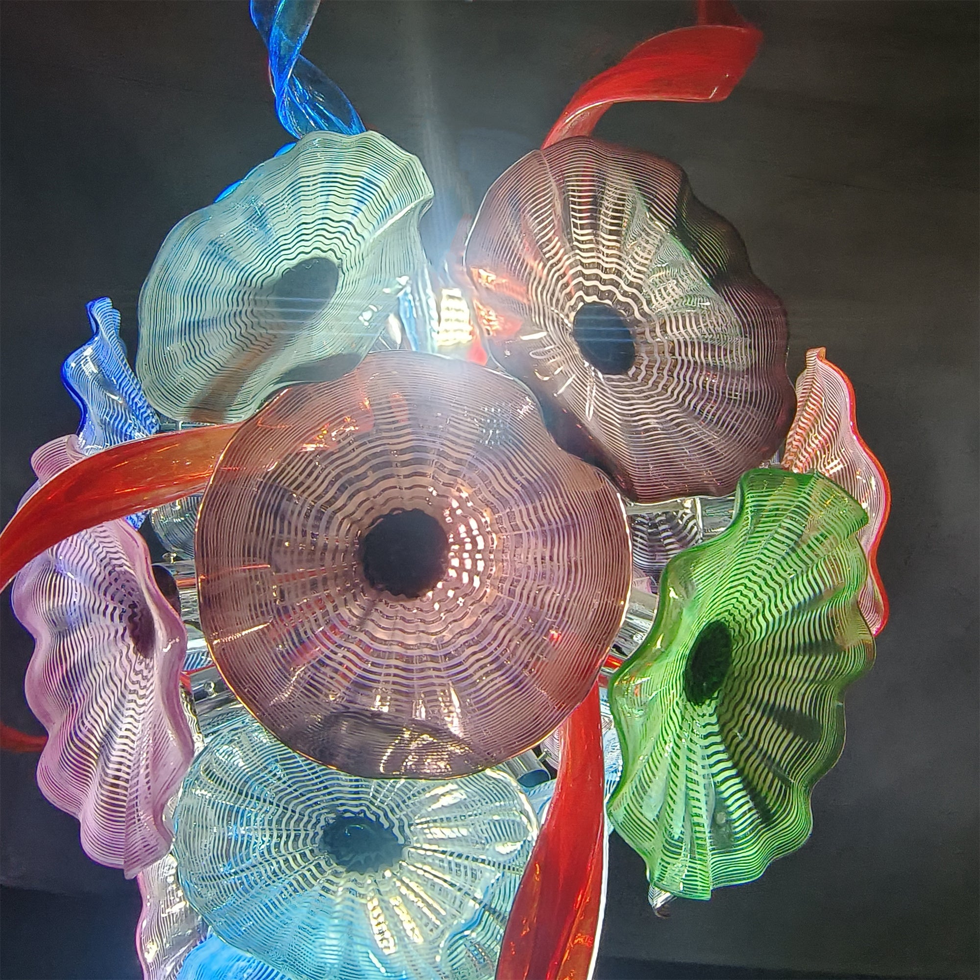 Factory production of hand blown glass lotus chandelier wedding decoration