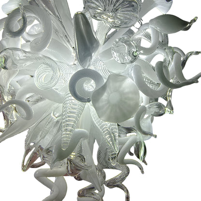 White modern hand blown art glass chandelier custom design for dining room lighting