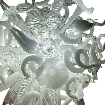 White modern hand blown art glass chandelier custom design for dining room lighting