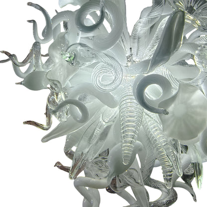 White modern hand blown art glass chandelier custom design for dining room lighting