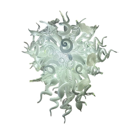 White modern hand blown art glass chandelier custom design for dining room lighting