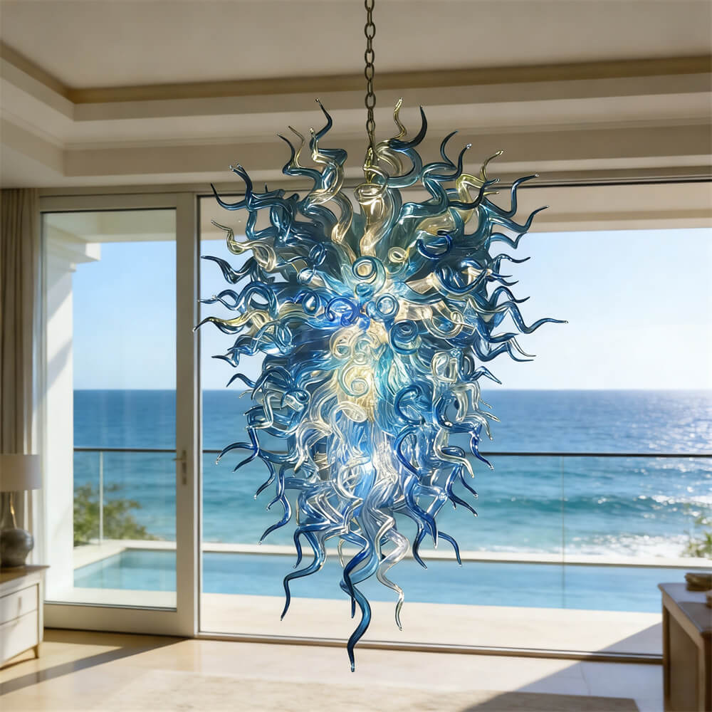 Staircase lighting decoration blown glass art hand made custom color