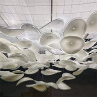 Ceiling decoration murano glass white color plate lighting with hang wire