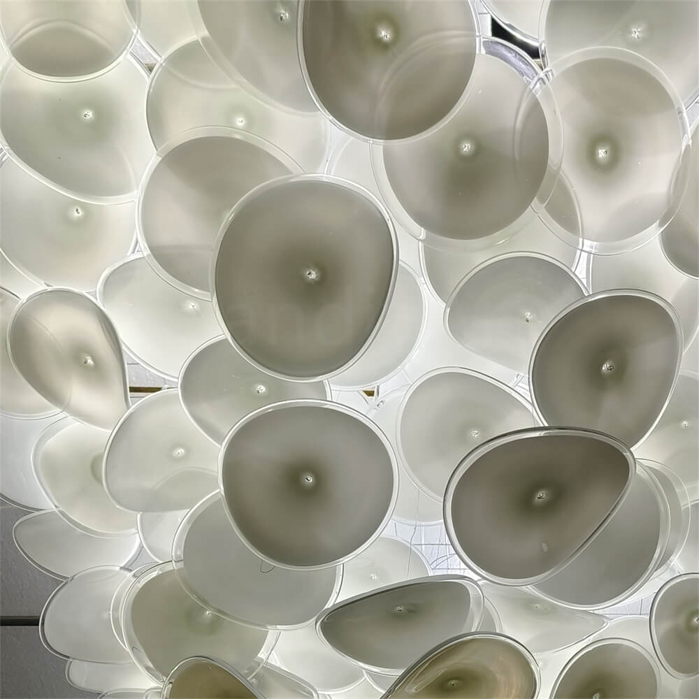 Ceiling decoration murano glass white color plate lighting with hang wire