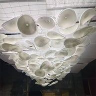 Ceiling decoration murano glass white color plate lighting with hang wire