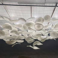 Ceiling decoration murano glass white color plate lighting with hang wire