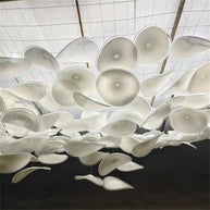 Ceiling decoration murano glass white color plate lighting with hang wire