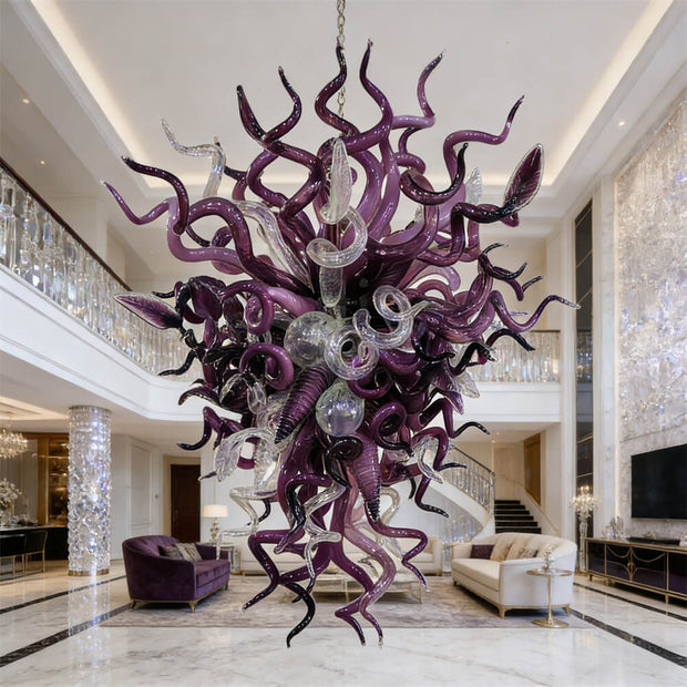 Original color purple blown glass chandelier modern style art lighting