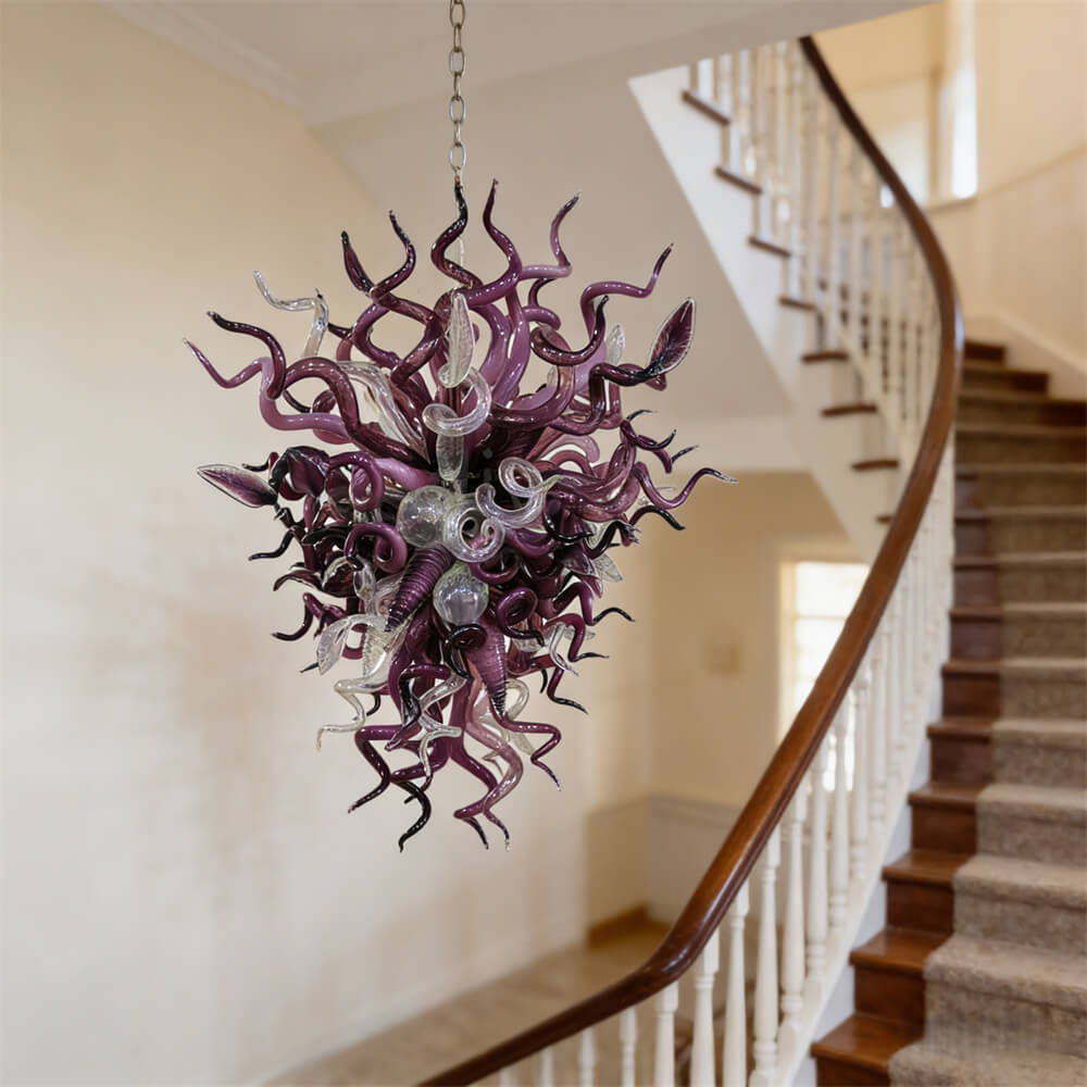 Original color purple blown glass chandelier modern style art lighting