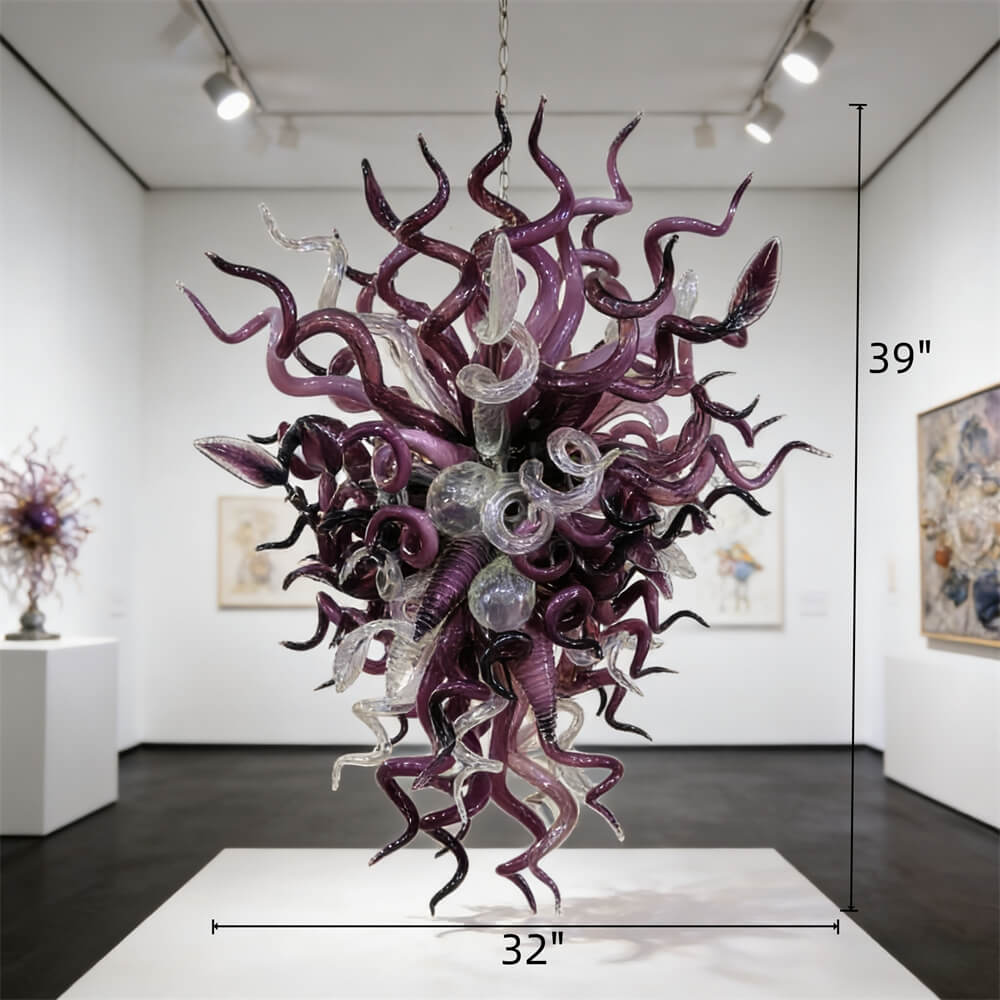 Original color purple blown glass chandelier modern style art lighting