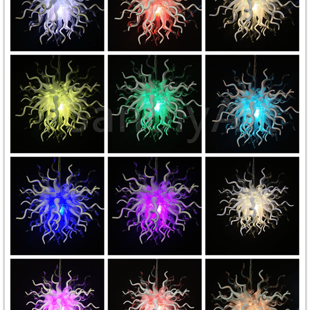 RGB dimmable leds glass chandelier lighting custom design