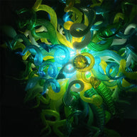 Yellow green blue handmade blown glass chandelier modern design