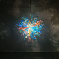 Multicolor blown glass chandelier original color never fading