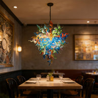 Multicolor blown glass chandelier original color never fading