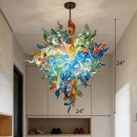 Multicolor blown glass chandelier original color never fading