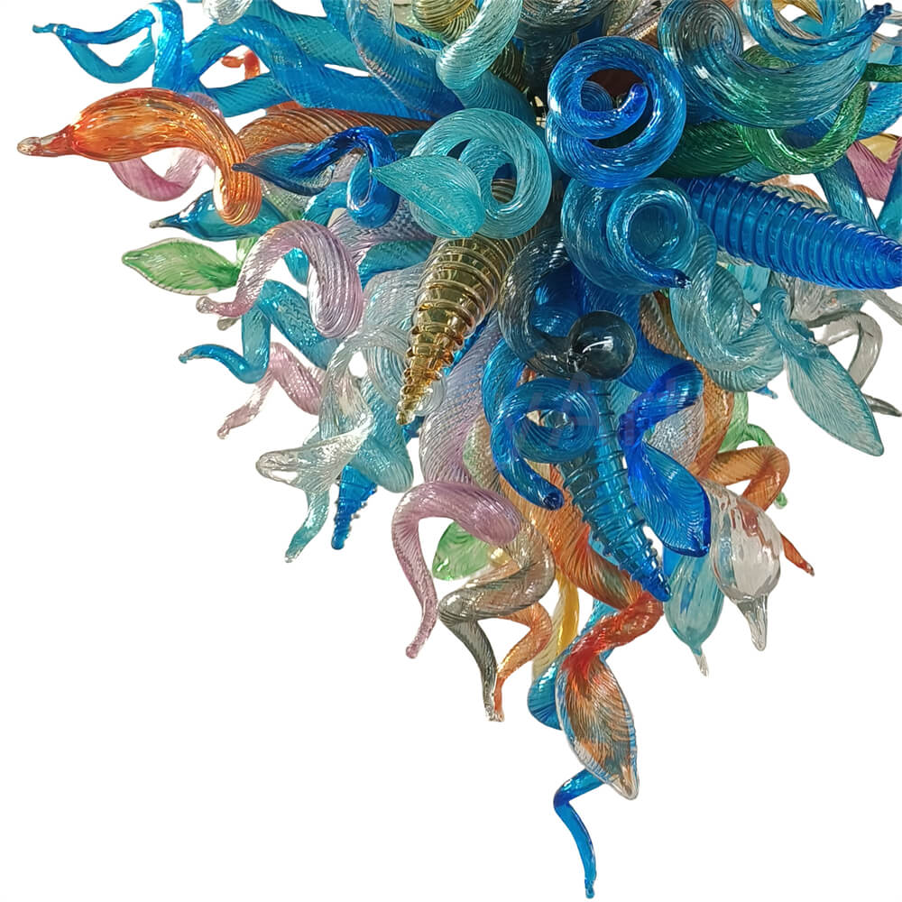 Multicolor blown glass chandelier original color never fading